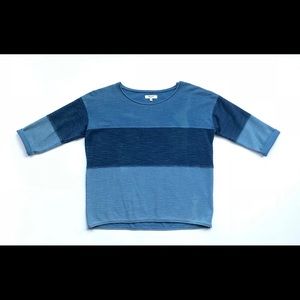 Madewell 3/4 Sleeve 3 Tiered Indigo Top Size Small